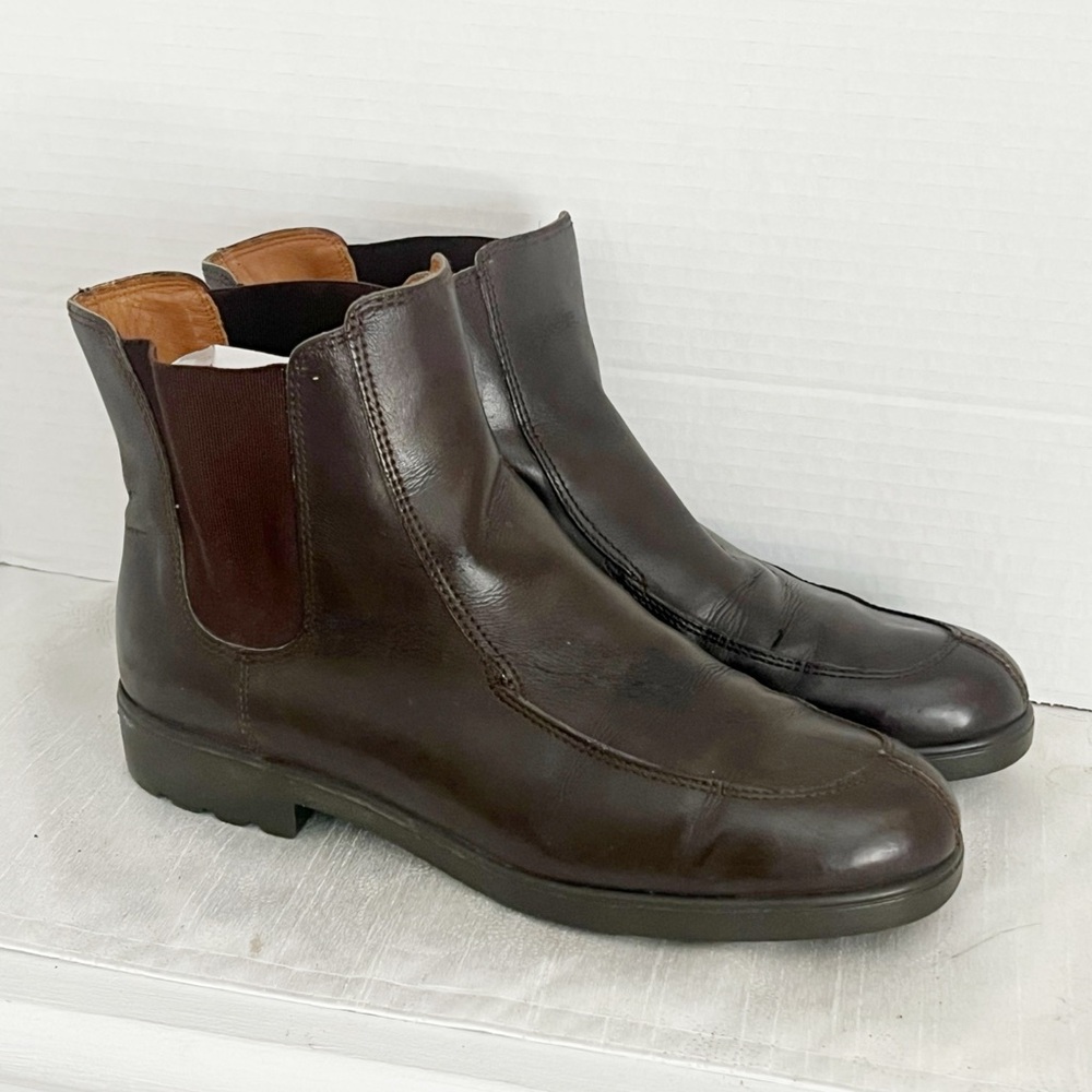 Salvatore Ferragamo Ceder Brown Leather Chelsea Boots Women’s Sz 8